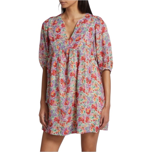 BA&SH Aleo Floral Mini Dress in Ecru Size Small - Picture 3 of 9